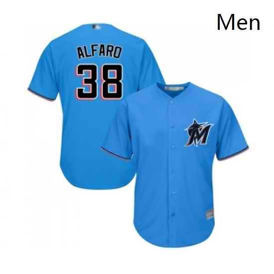 Mens Miami Marlins 38 Jorge Alfaro Replica Blue Alternate 1 Cool Base Baseball Jersey
